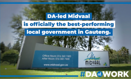 DA-run Midvaal is officially the best performing local government in Gauteng